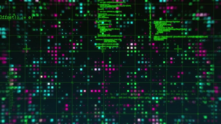 Animation of binary coding and data processing