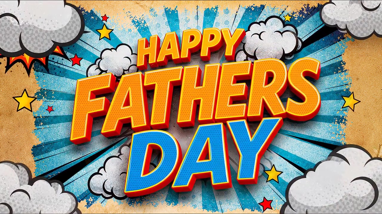 Auguri animati Buona Festa del Papà in stile fumetto