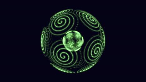 patrón circular 3d verde brillante líneas giratorias futuristas