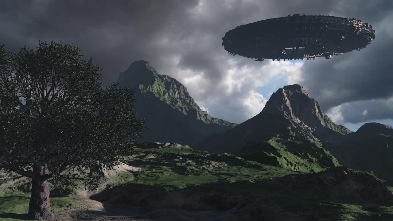 UFO over Mountain Landscape