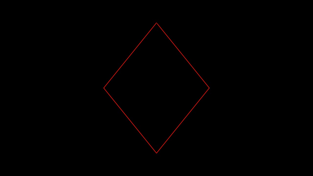 다이아몬드 선과 함께 검은 바탕에 확대 및 축소 반복 움직임