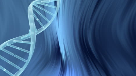 animation of dna strand over light trails background