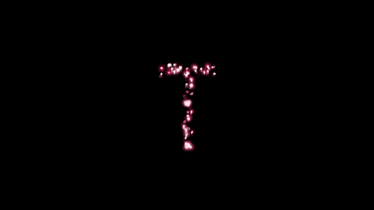 Animated Glowing Letter T with Pink Particles