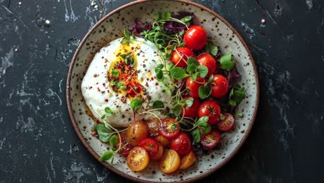 Fresh-Healthy-Salad-with-Tomatoes,-Burrata-Cheese,-and-Greens