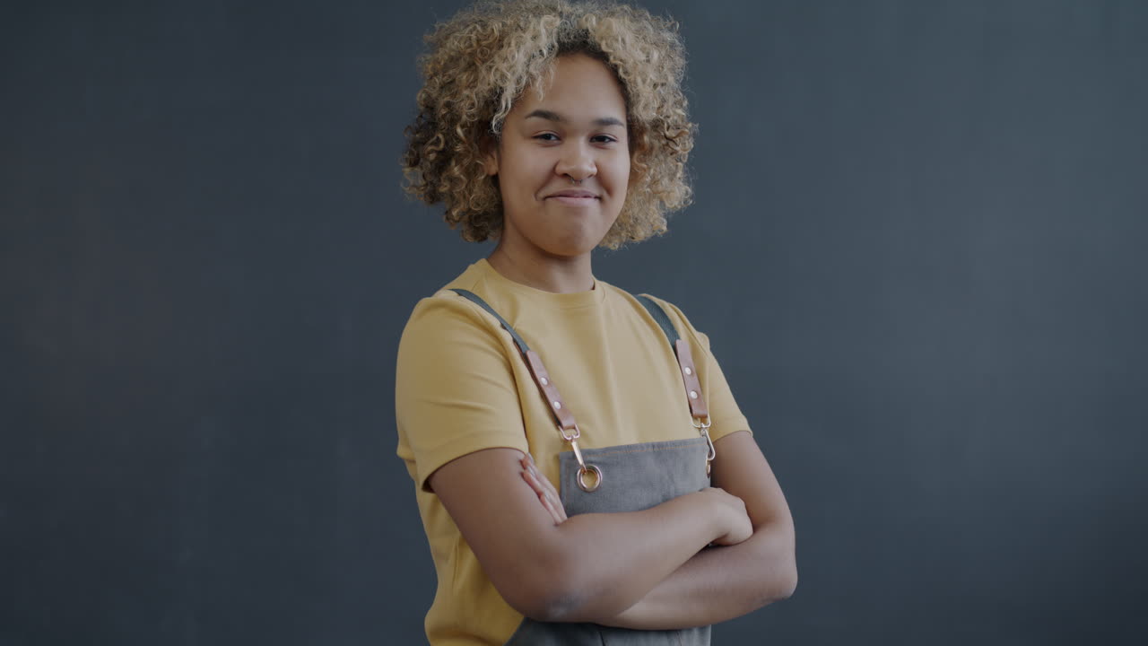 Confident Woman in Apron