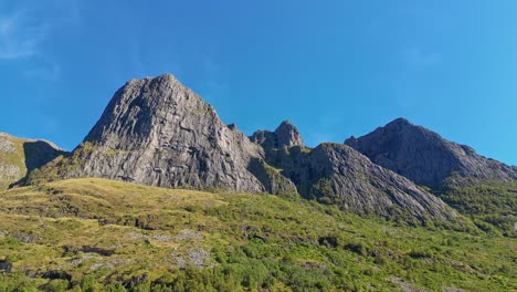 Aerial-of-the-peaks-and-hills-near-Syvdefjorden-in-the-Vanylven-Municipality,-Norway