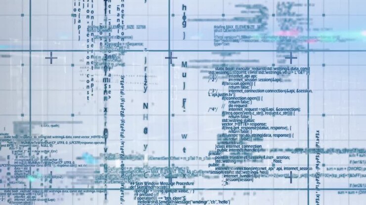 Animation of data processing over white background