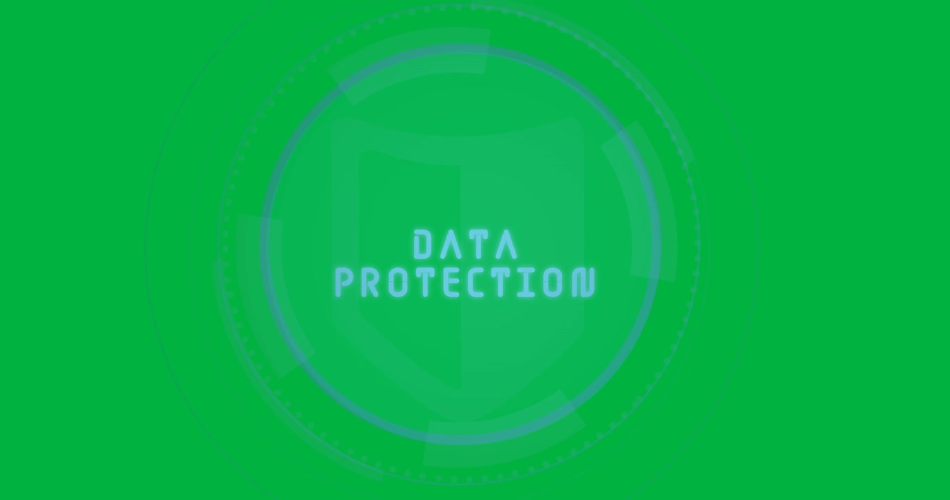 Animation of digital shield in circle and data protection on transparent background