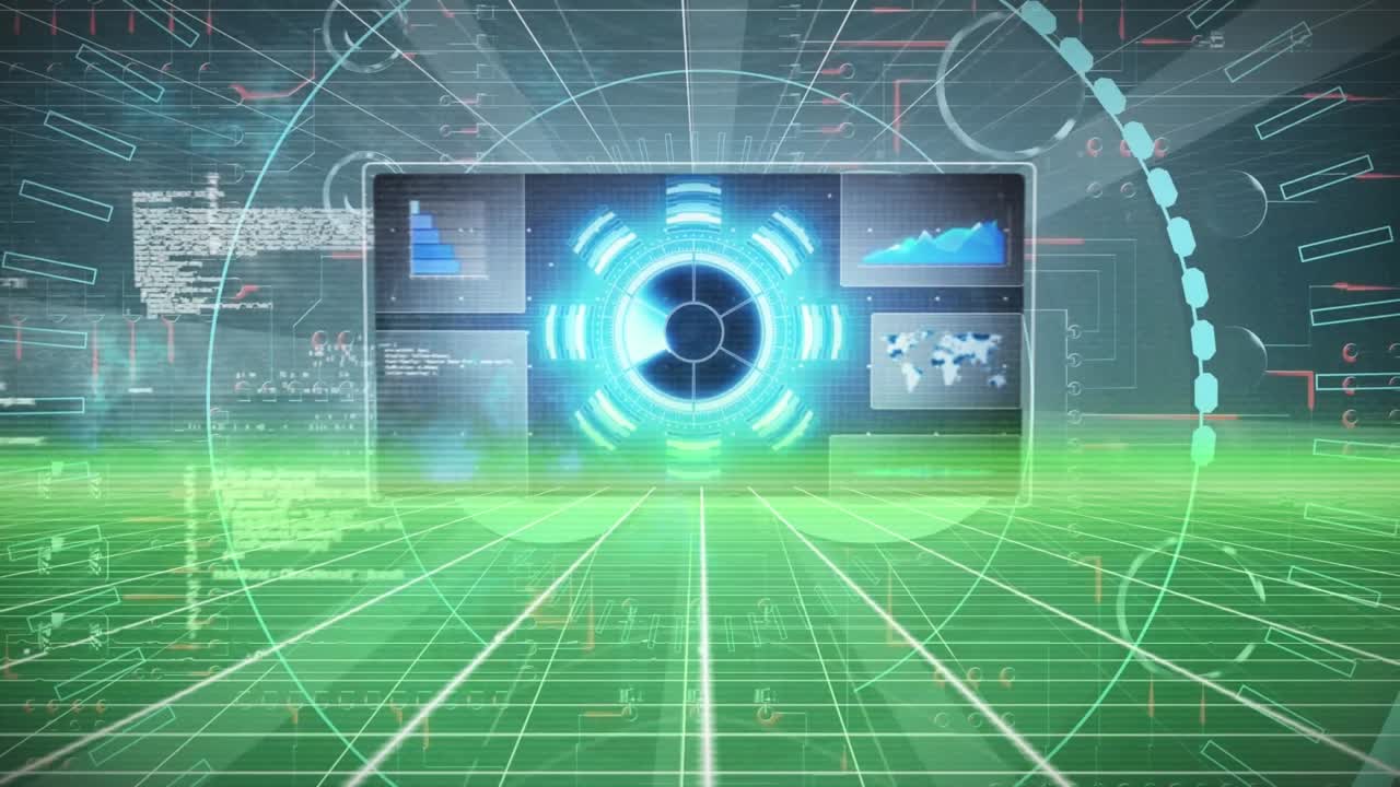 Animazione di elaborazione dati e reti di connessioni su codice binario