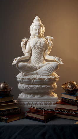 white marble statue of a hindu goddess