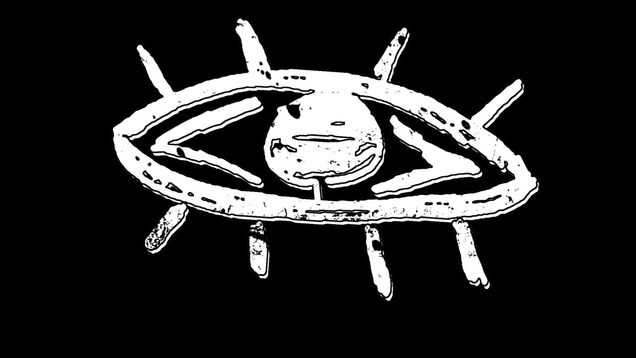 Simbolo di occhio grunge animato che ammicca su sfondo nero
