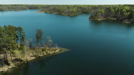 green foliage surrounding glenn springs lake in drummonds, tennessee, usa