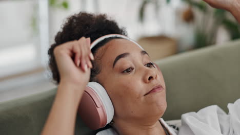 woman relaxing with headphones