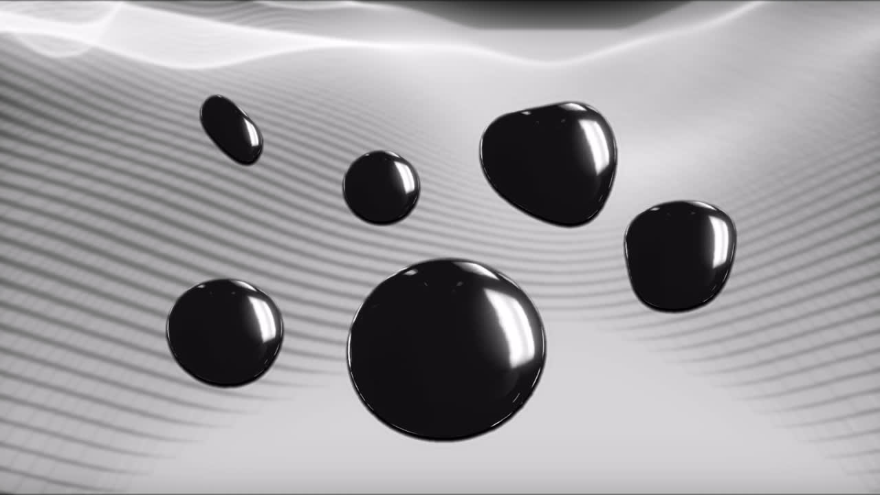 파동으로 회색 배경에 검은 거품의 애니메이션