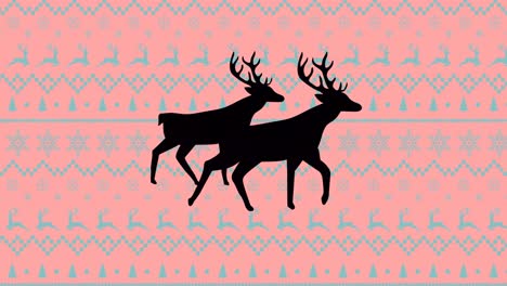 Animation-of-reindeer-over-traditional-christmas-pattern