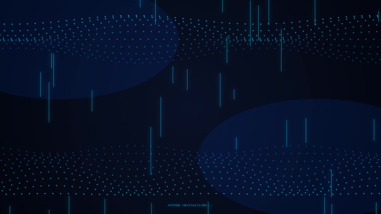 Abstract Digital Background with Moving Data Particles and Vertical Light Lines