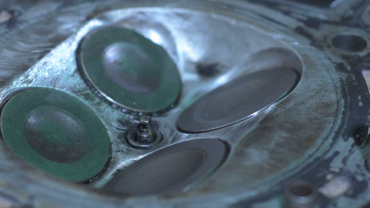 Close-up of motorbike valves showing mechanics and intricate design