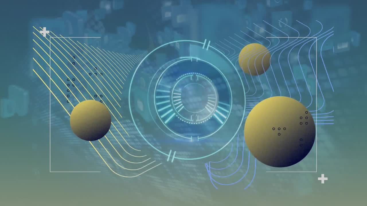 녹색 배경에 아이콘을 가진 지구와 연결 네트워크의 애니메이션