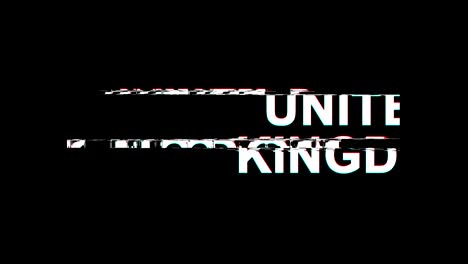 united kingdom glitch effect text digital tv distortion 4k loop animation