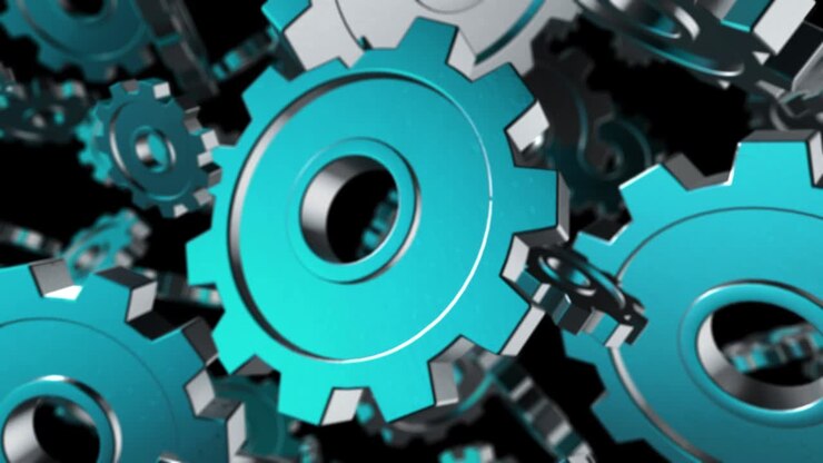 Abstract Chrome Gears Background Loop