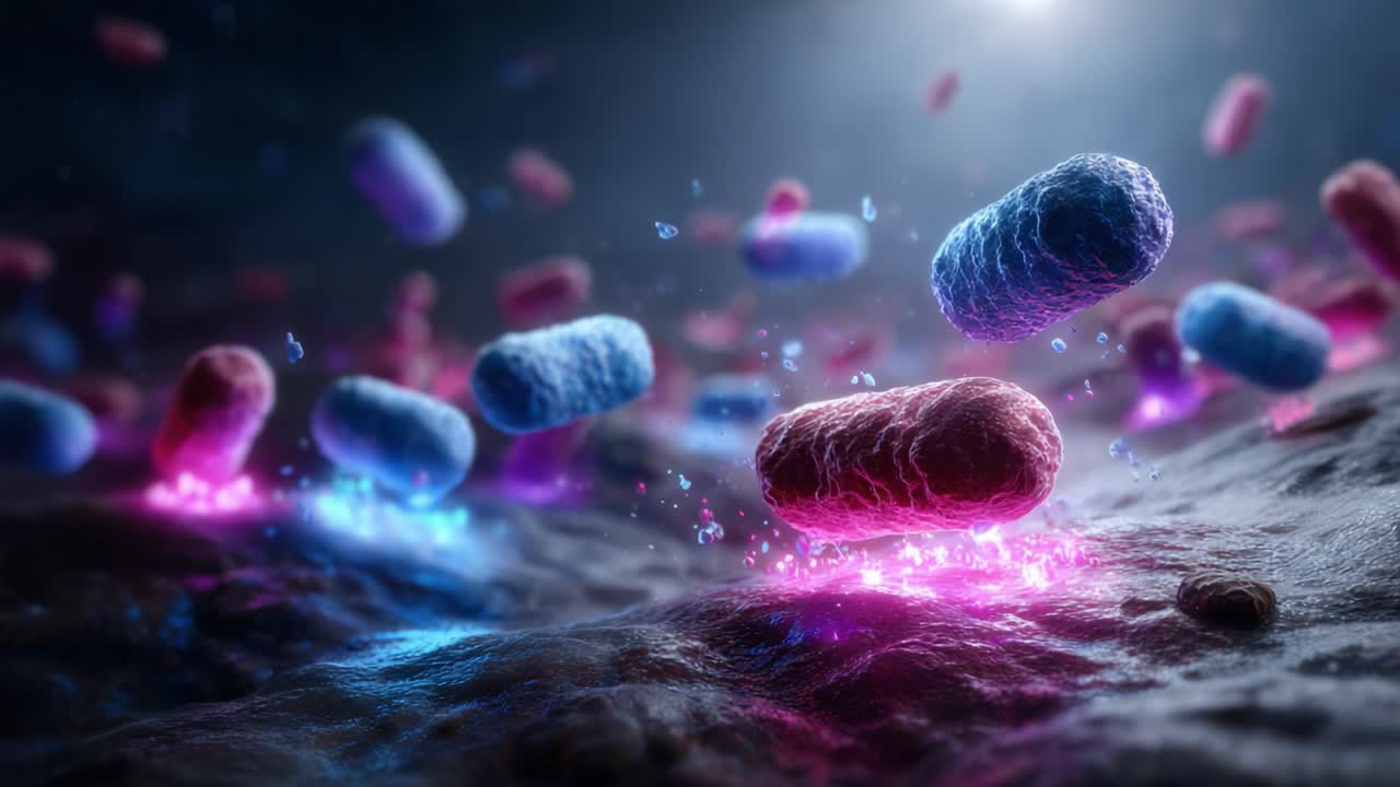 Vibrant Microbial Interaction: An Artistic Exploration of Colorful Bacteria in Motion, Showcasing Their Dynamic and Fascinating Behavior On a Microscale