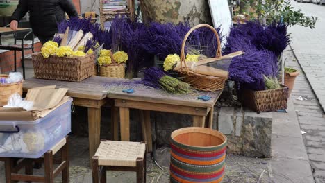 street vendor selling lavender bouquets