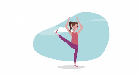 mujer practicando ejercicios animación de personajes