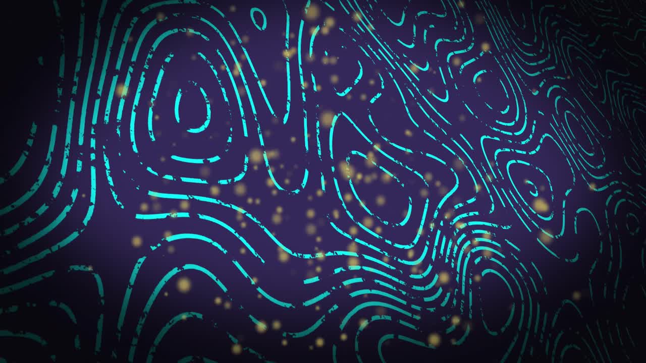 animación de manchas amarillas sobre patrones de topografía en un patrón sin costuras contra un fondo azul.