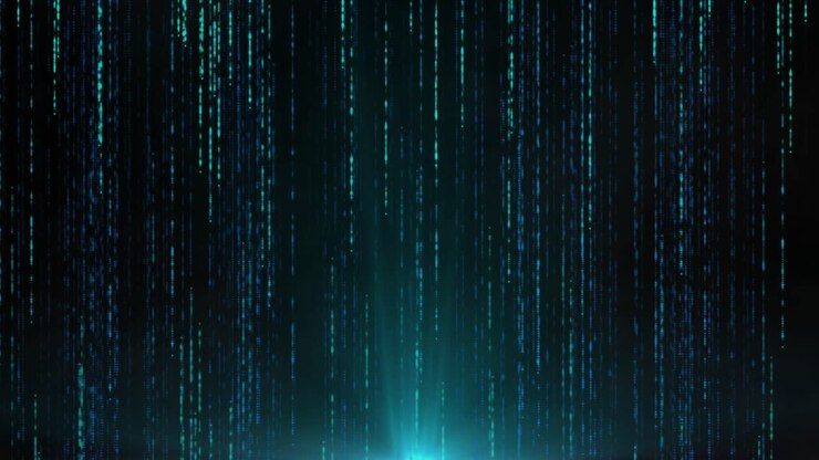 Animation of lines made of green dots moving fast on black background