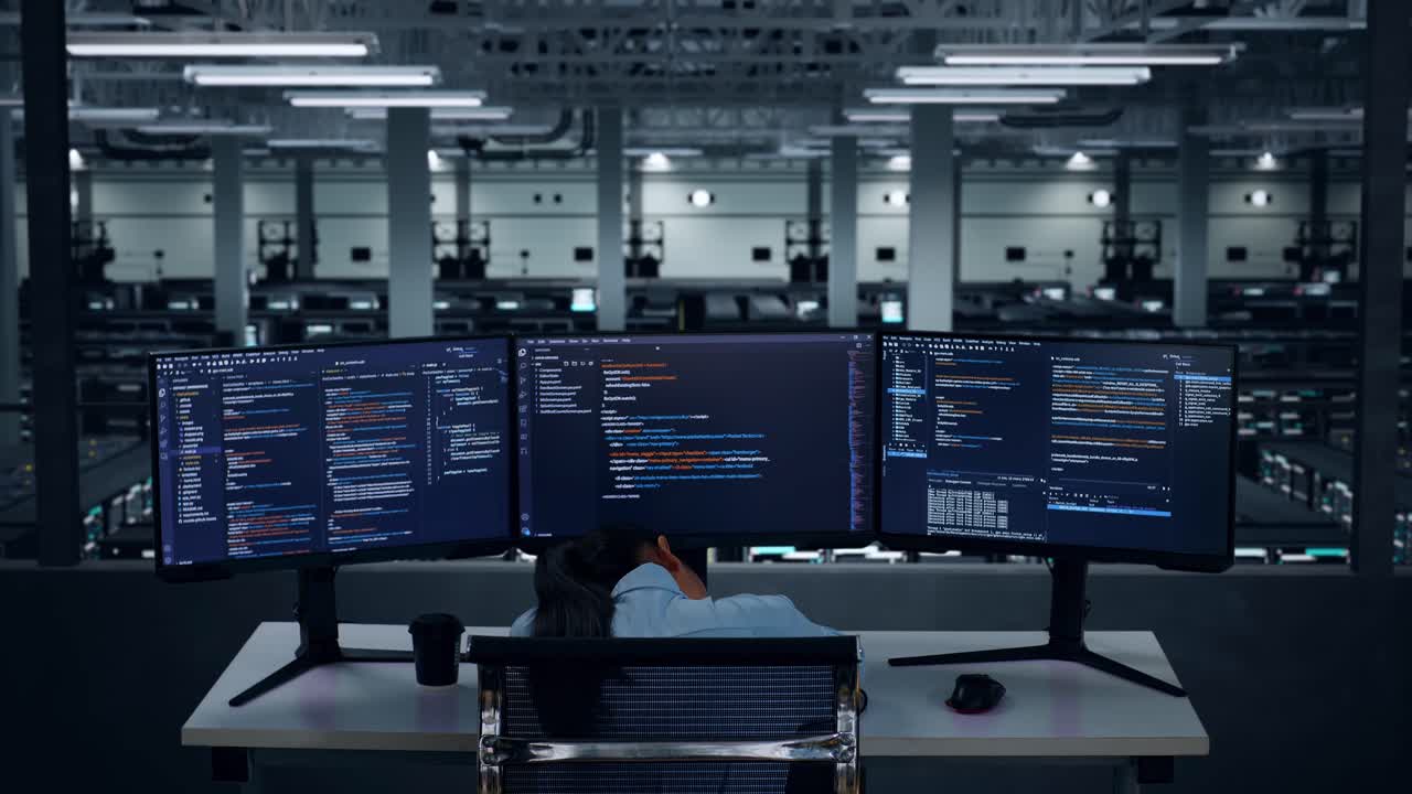 Tired Programmer in a Server Room