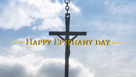 animation of cross over happy epiphany day text