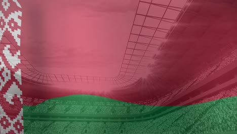 animation of flag of belarus over sports stadium