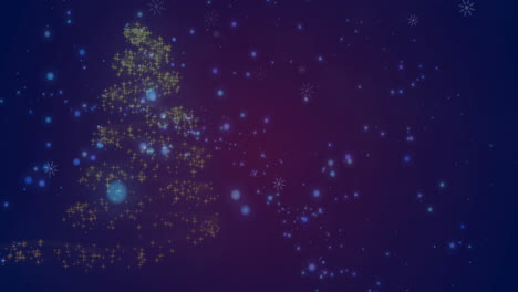 animation of dots falling over glowing christmas tree