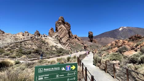 view of roques de garcia rock formations and teide volcano, tenerife, canary islands