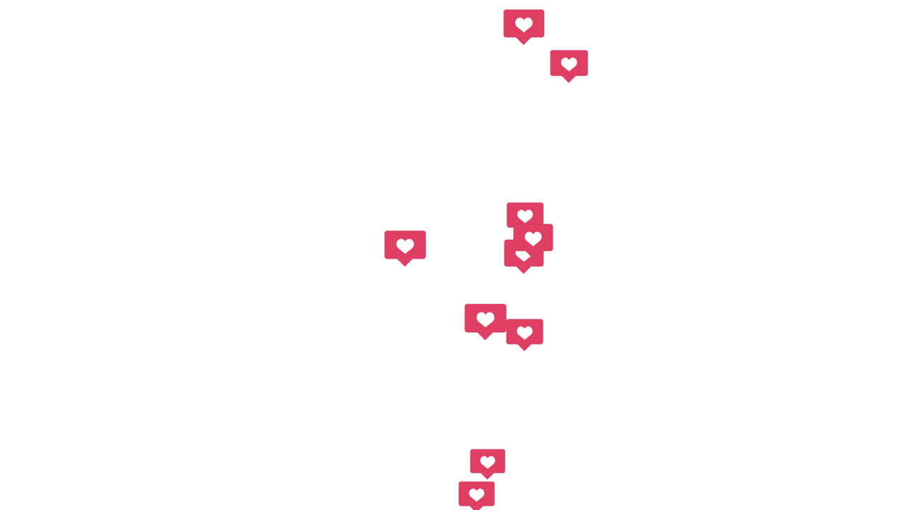 Floating icon with red heart for social networks on a white background. Animation background. Like sign.