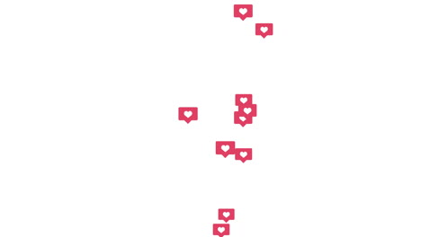 floating icon with red heart for social networks on a white background. animation background. like sign.
