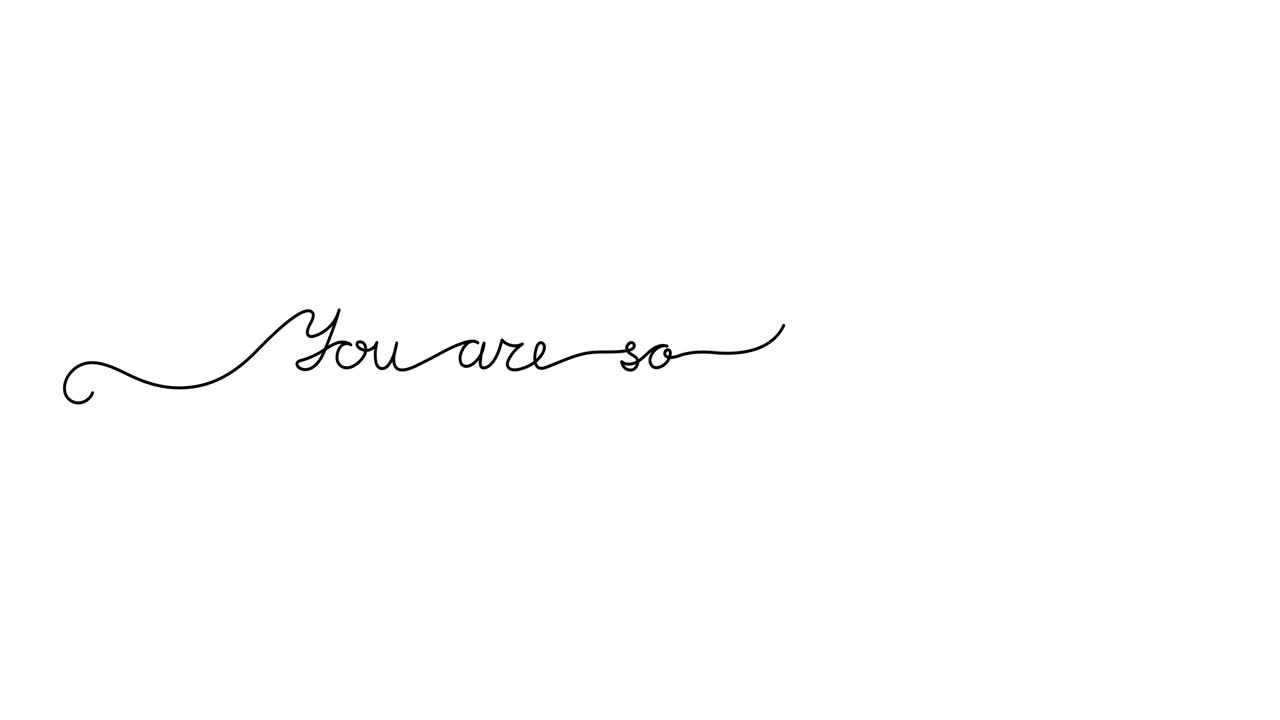 Animated illustration. Continuous One Line script cursive text you are so loved. Hand-drawn minimalist style. 4K video