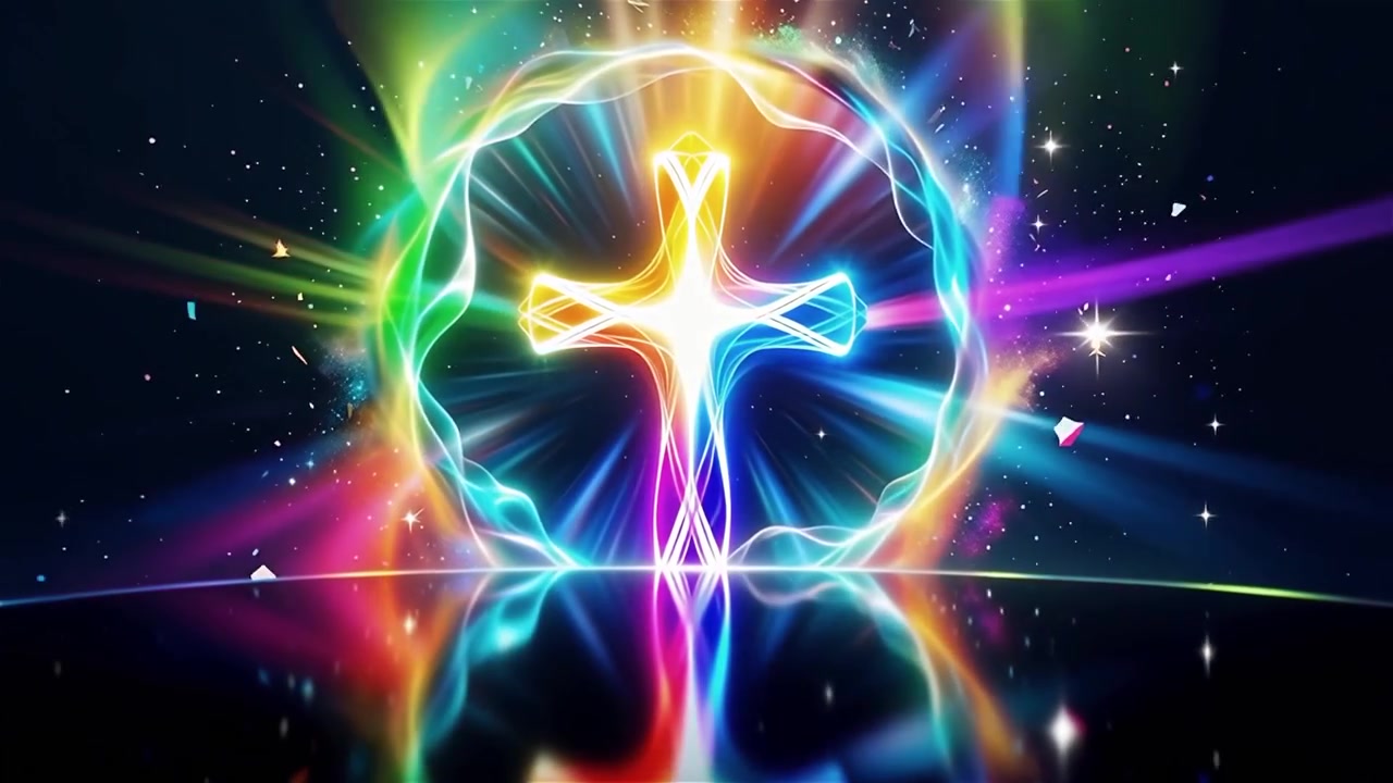 Croce Cristiana Luce Celestiale Sfondo per il Culto.