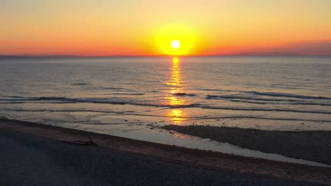 scenic sunset at findhorn beach in scotland - drone shot