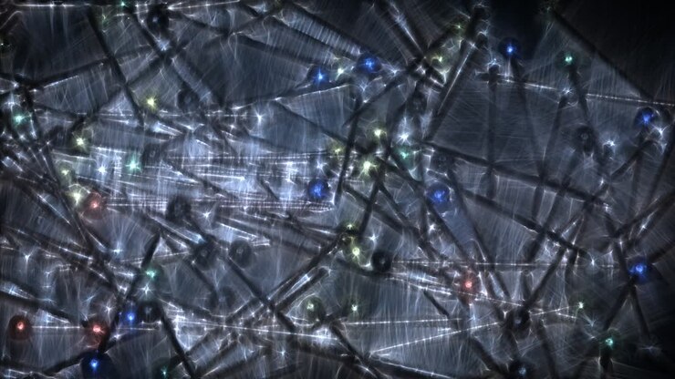 Loop able kirlian aura view of many pins with coloured glass heads on a white background that rotates