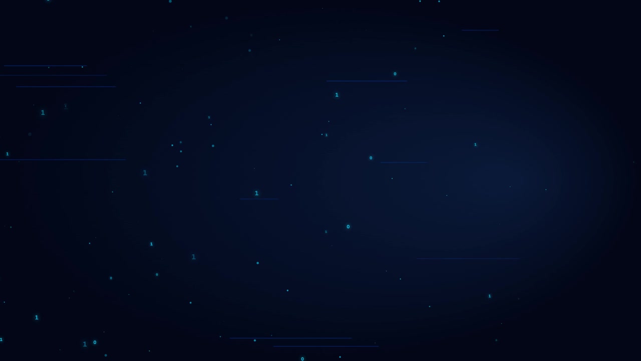 Digital Binary Code Streaming on Dark Background