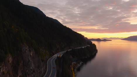 Sea-to-Sky-Hwy-in-Howe-Sound-near-Horseshoe-Bay,-West-Vancouver,-British-Columbia,-Canada