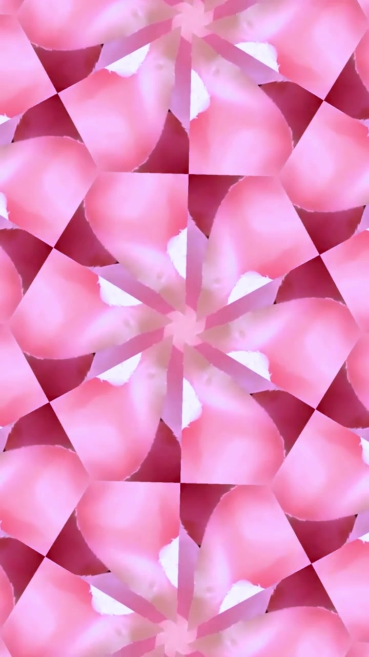 Sfondo con motivo floreale a caleidoscopio rosa tenue e bianco