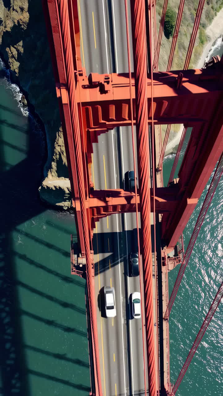 Aerial View of Cars on the Golden Gate Bridge