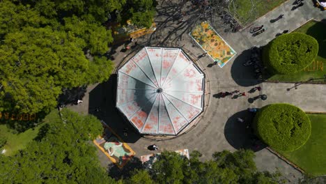 kiosk in the center of the city of morelia with drone