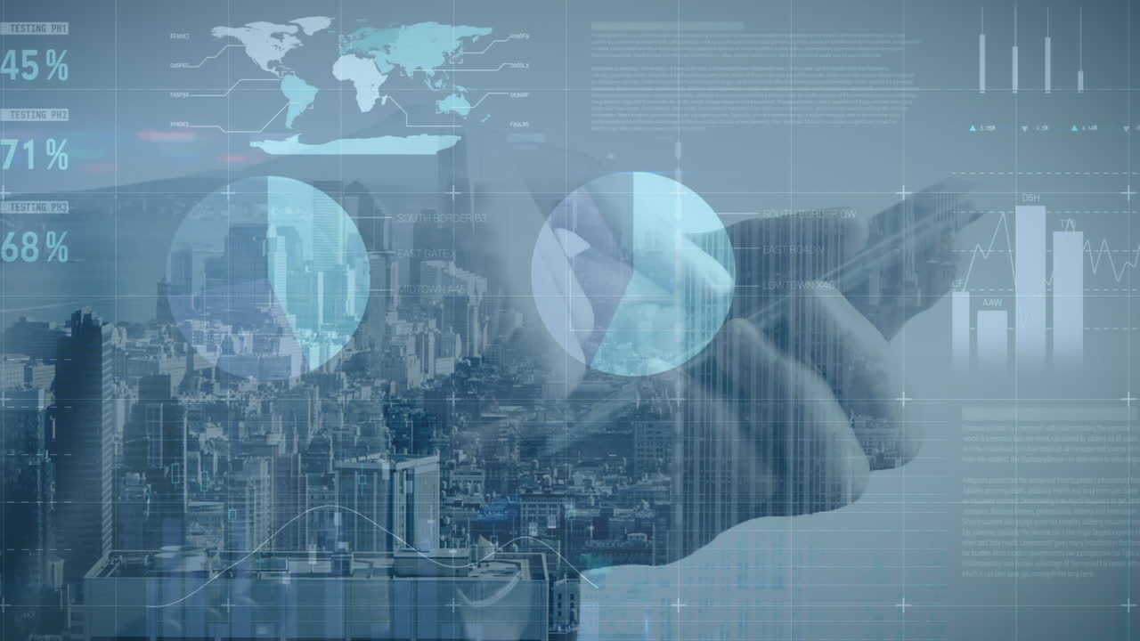 animación de estadísticas y procesamiento de datos sobre el hombre utilizando un teléfono inteligente