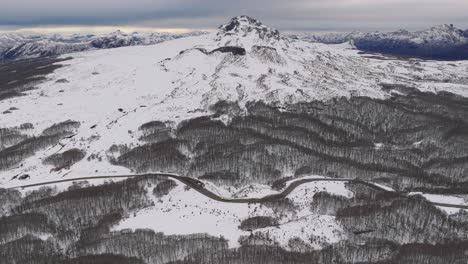 Aerial-View-Of-Snow-Landscape-Of-Chile-Argentina-border