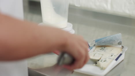 cutting blue cheese