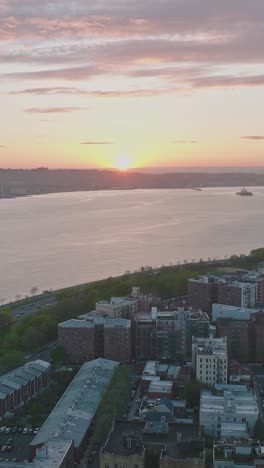 view of sunset over the hudson river