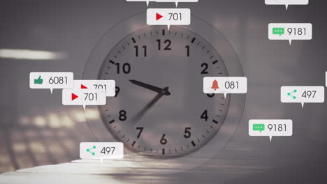 animación del procesamiento de datos de las redes sociales sobre el reloj.